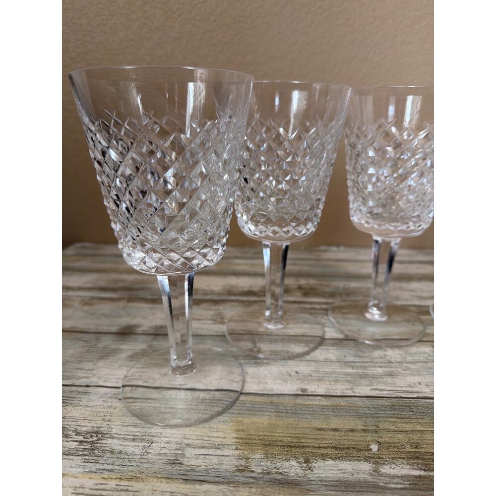 Set of 6 Waterford Crystal ALANA 7" Water Goblets Gothic Mark Vintage - Picture 13 of 16